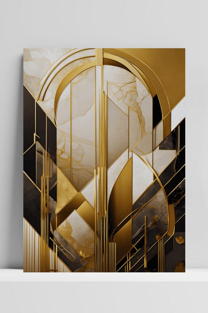 Abstract Goud Wit op 3mm aluminium dibond