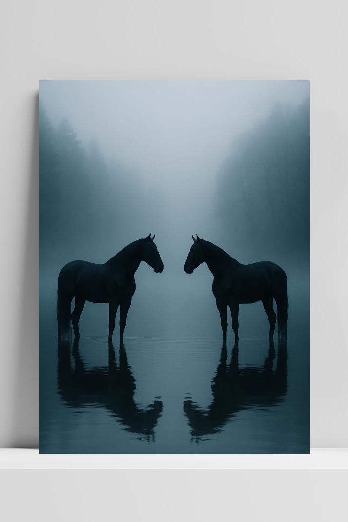 Horses Mysitical Landscape en un interior