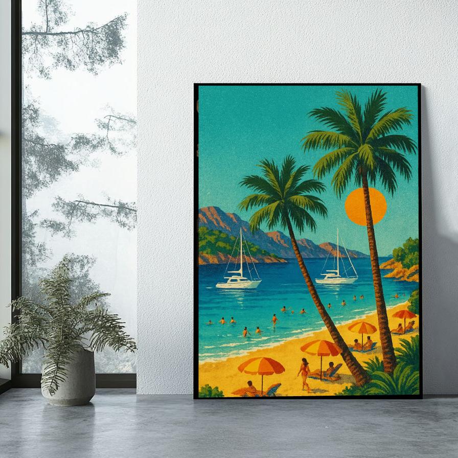 Tropical Beach Vintage poster sfeerbeeld 1