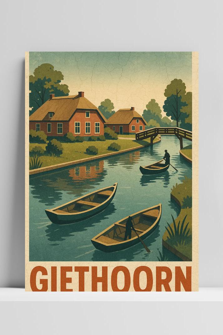 Giethoorn Text Vintage op 3mm aluminium dibond