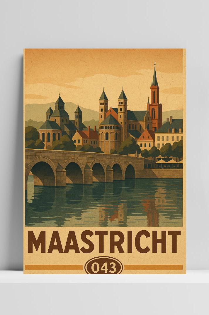 Maastricht Netherlands Vintage Text op 3mm aluminium dibond