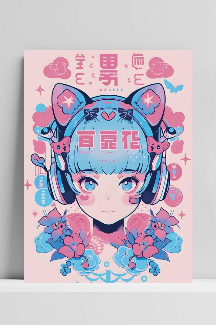 Anime Meisje op 3mm aluminium dibond