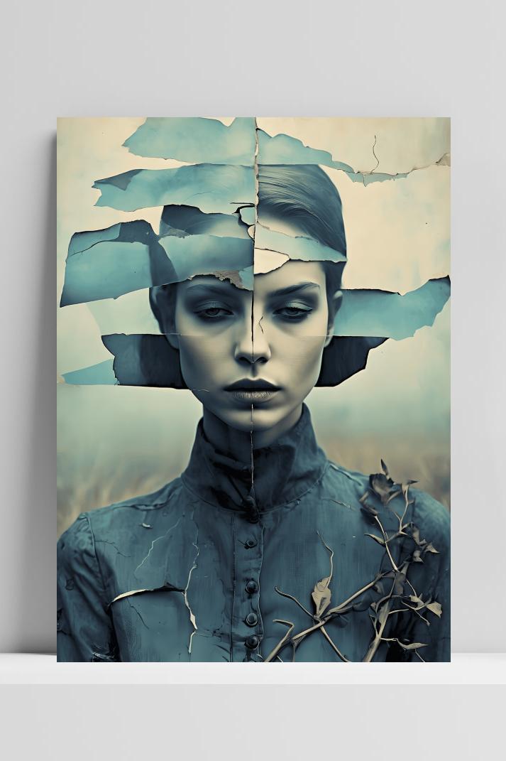 Gescheurd Portret op 3mm aluminium dibond