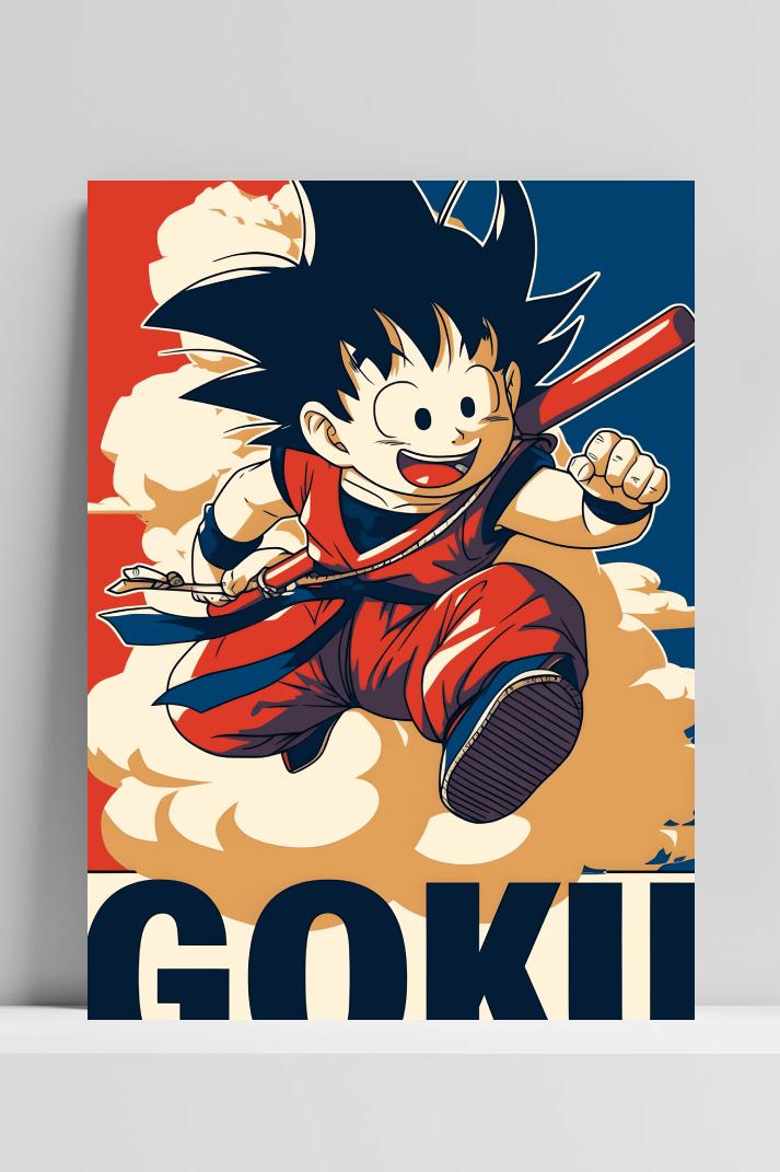 Dragonball Goku Kind op 3mm aluminium dibond