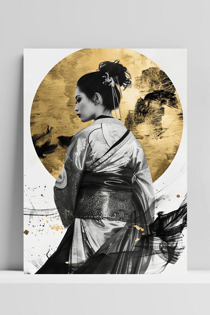 Geisha Rug op 3mm aluminium dibond