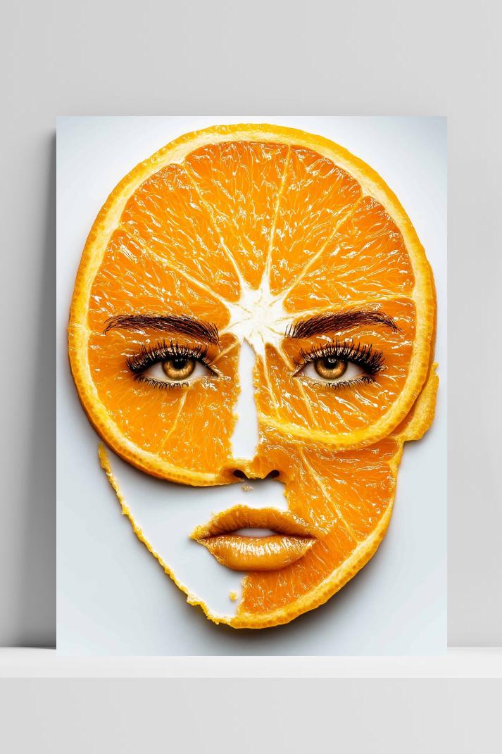 Oranje Vrouw op 3mm aluminium dibond
