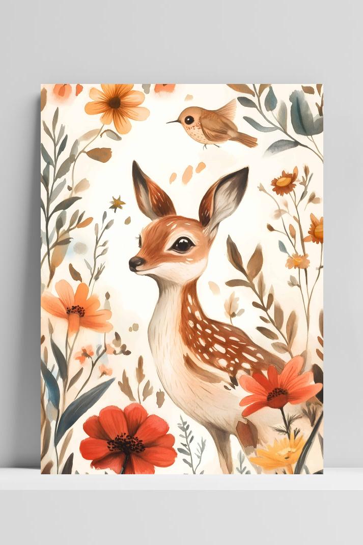 Hert met Bloemen op 3mm aluminium dibond