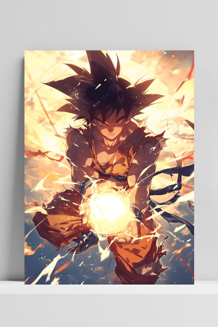Dragonball Son Goku op 3mm aluminium dibond