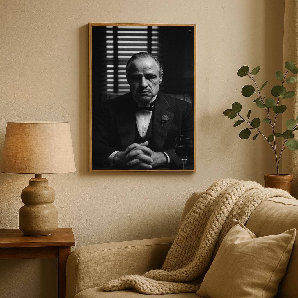 Don Corleone The Godfather B&W poster sfeerbeeld 2