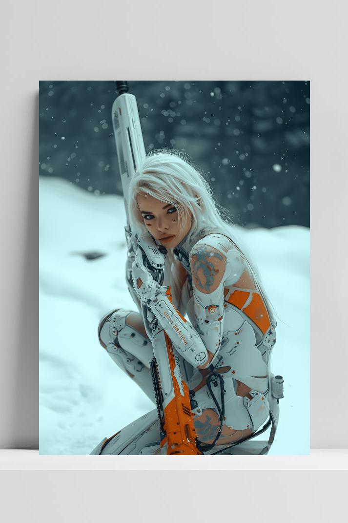 Winter Meisje Soldaat op 3mm aluminium dibond