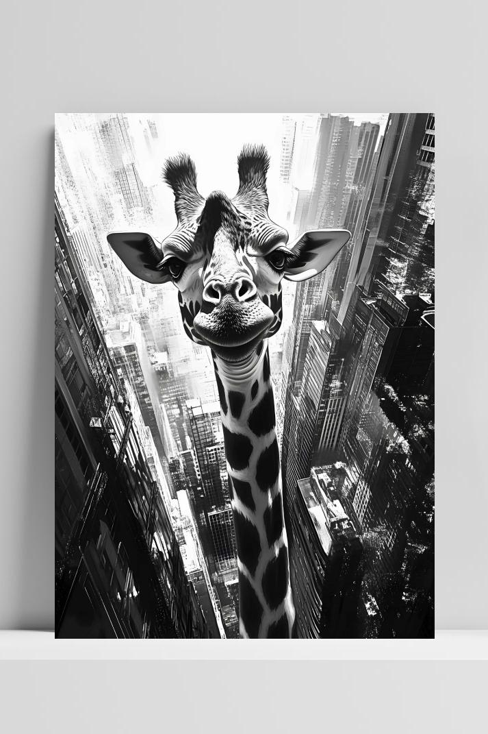 Giraffe op 3mm aluminium dibond