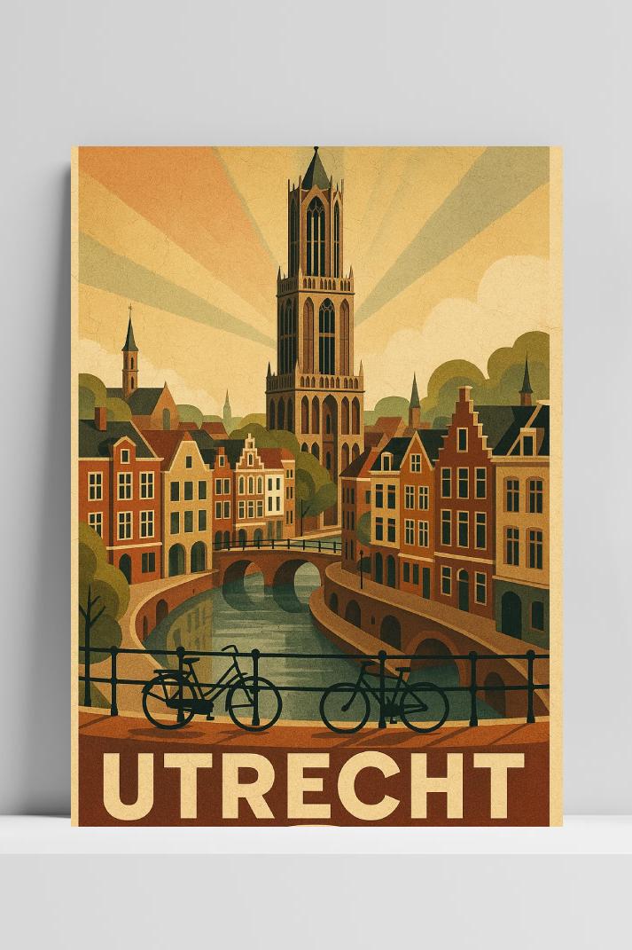 Utrecht Netherlands Vintage Text op 3mm aluminium dibond