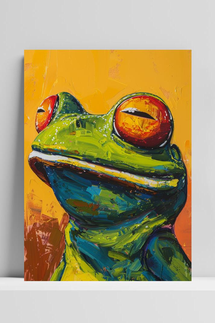Lachende kikker op 3mm aluminium dibond