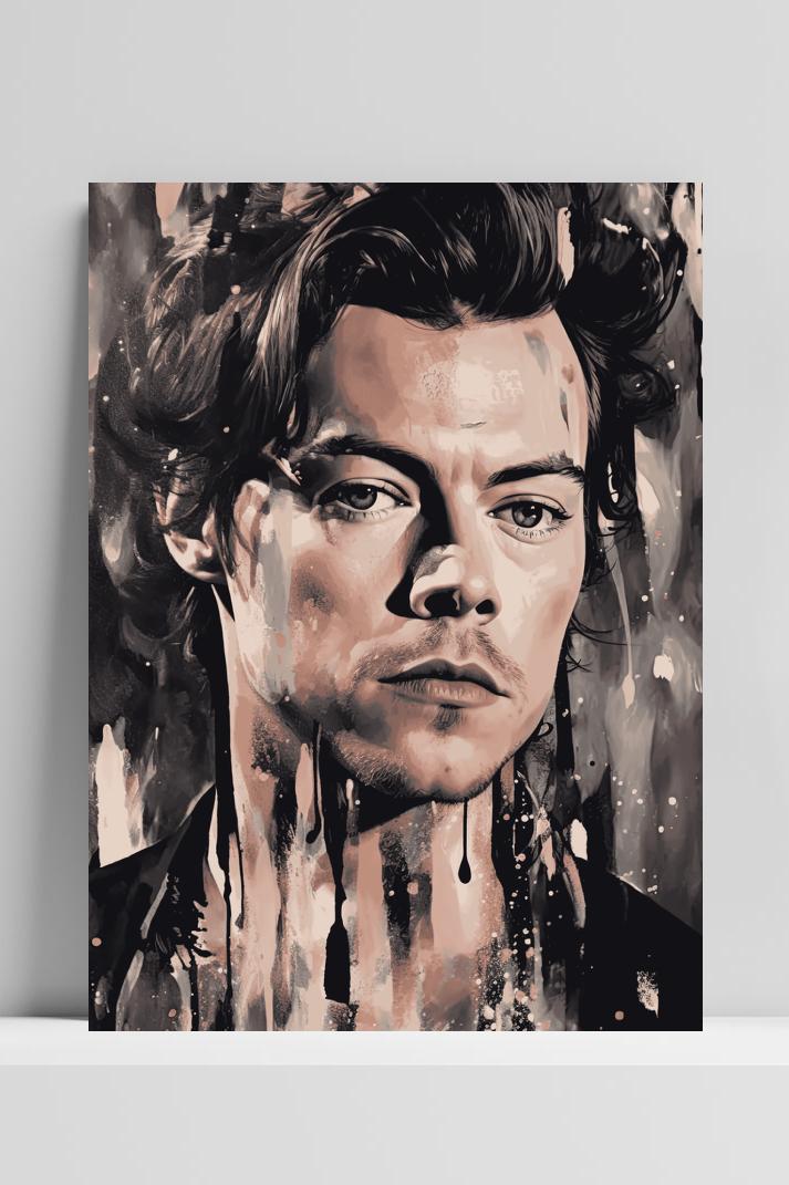 Harry Styles Abstract op 3mm aluminium dibond