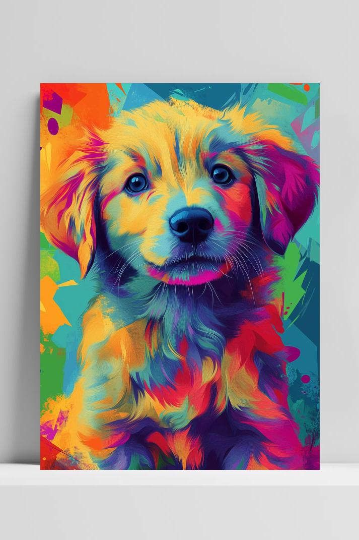 Puppy Pop Art op 3mm aluminium dibond
