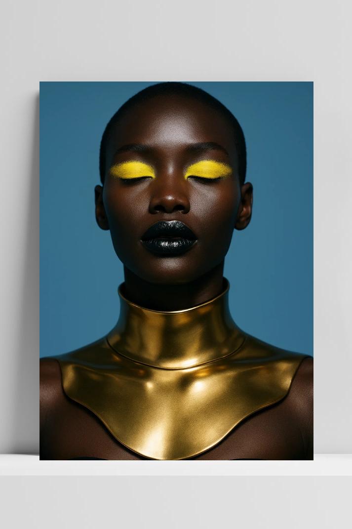 Black Woman Fashion op 3mm aluminium dibond