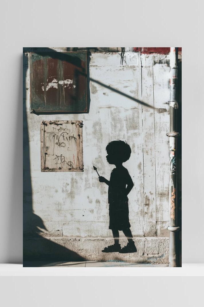 Banksy Jongen op 3mm aluminium dibond