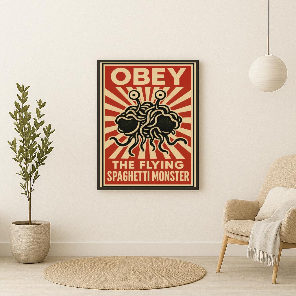 Obey Spaghetti Monster Text poster sfeerbeeld 2