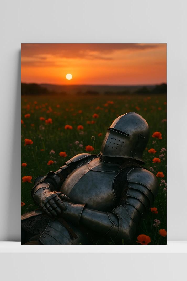 Knight Armor Flower Field op 3mm aluminium dibond