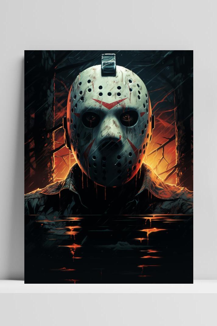Halloween Jason Rivier op 3mm aluminium dibond