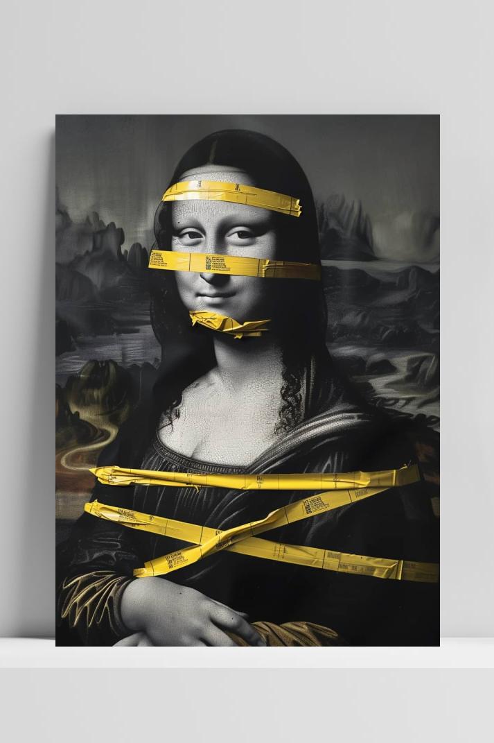 Mona Lisa Gele Tape op 3mm aluminium dibond