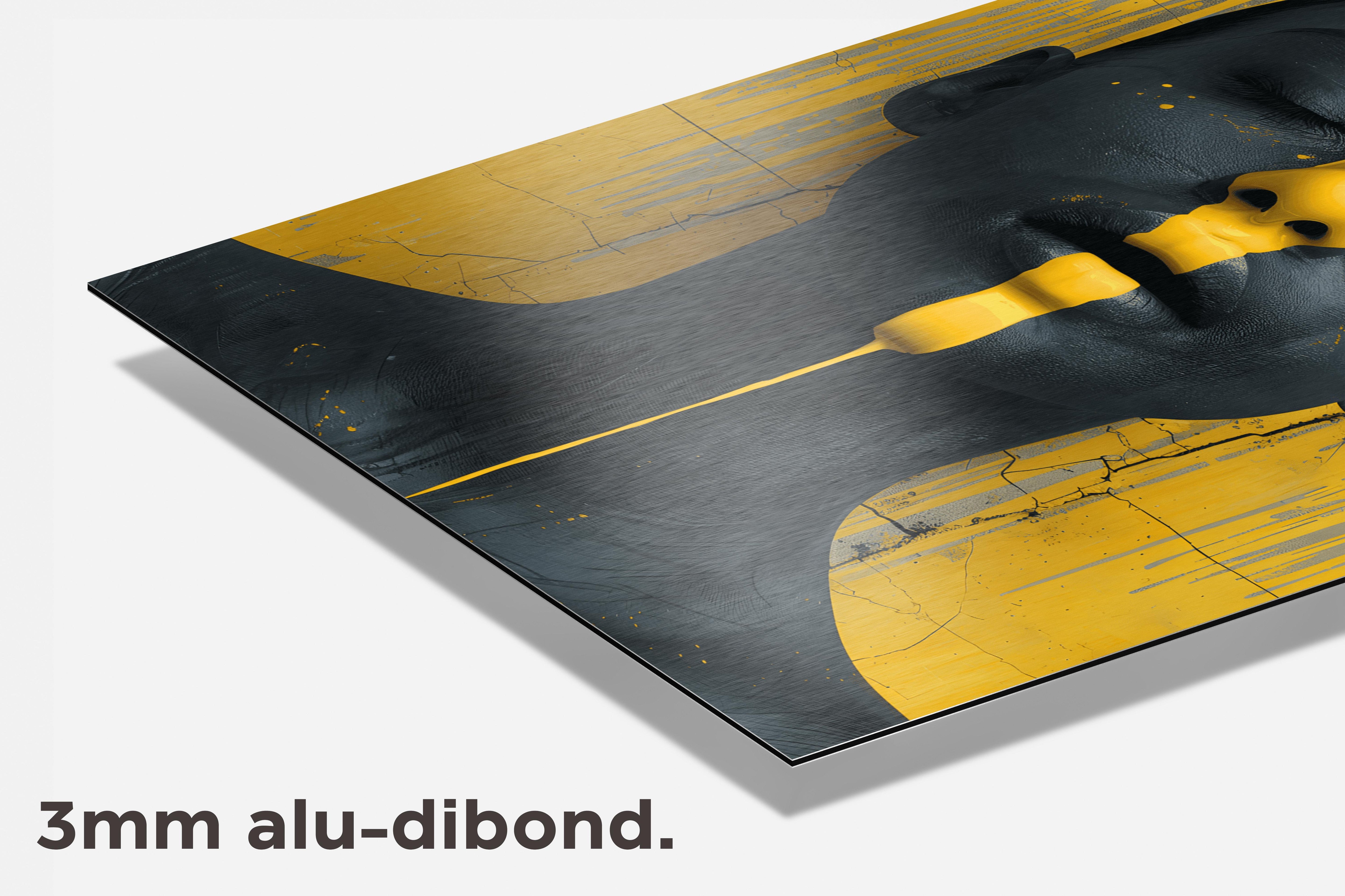 Zwart Geel dibond detail