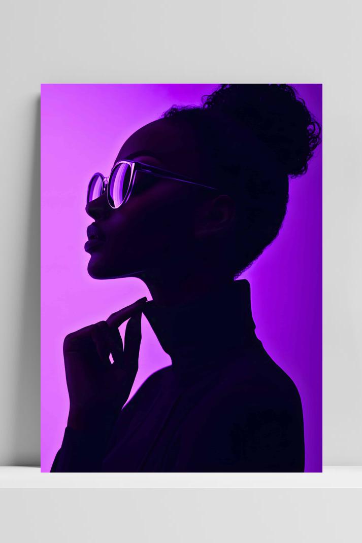 Paarse Vrouw op 3mm aluminium dibond