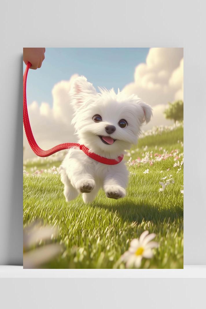 Maltese Puppy Cartoon op 3mm aluminium dibond
