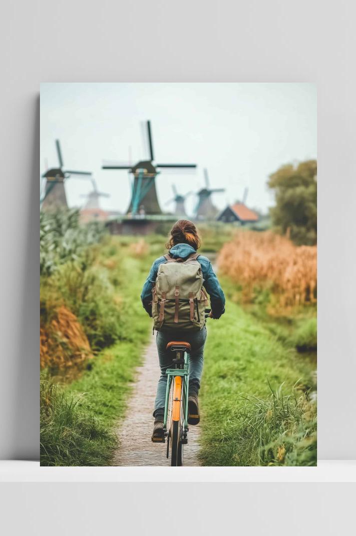 Fiets Meisje op 3mm aluminium dibond