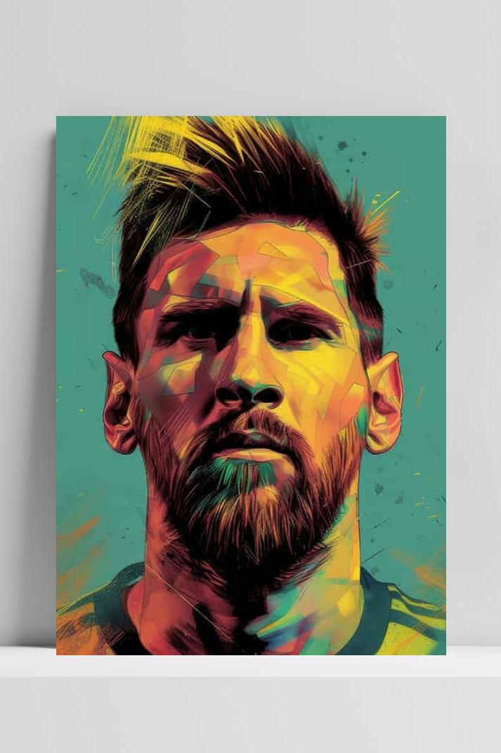 Lionel Messi Geel op 3mm aluminium dibond