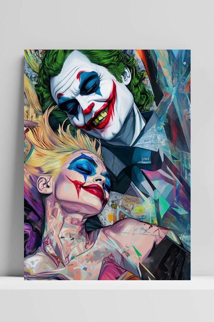 Joker Harley Quinn op 3mm aluminium dibond