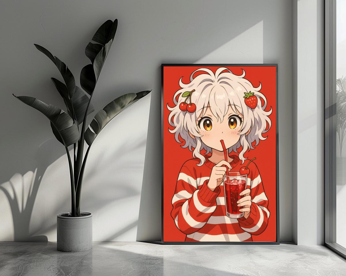 Anime Girl Cherry Strawberry poster van 25 Artstreet