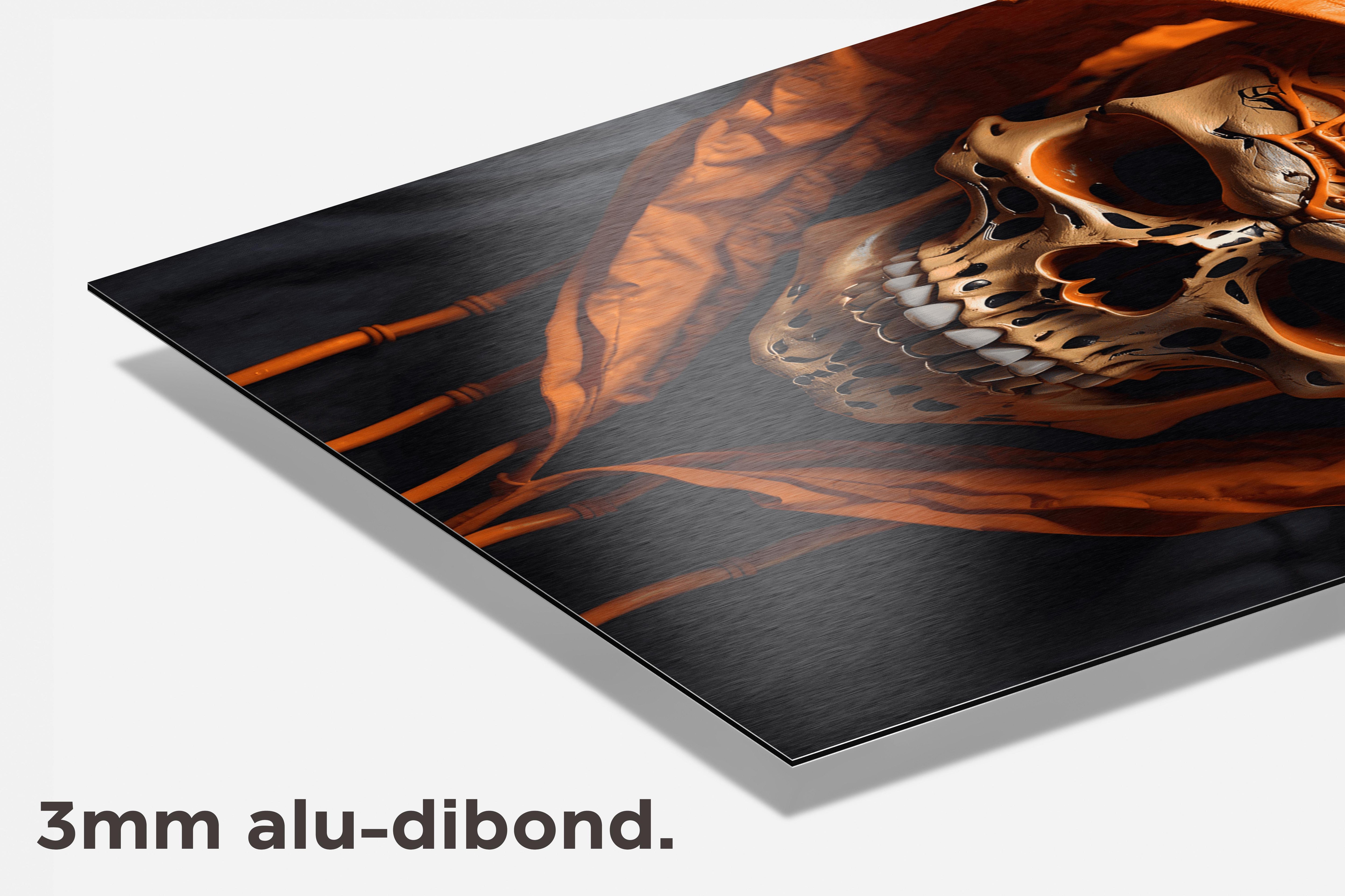 Hoofddoek Schedel dibond detail