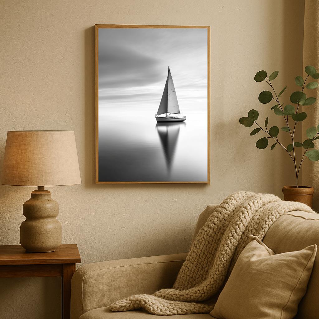 Yacht Sailboat B&W poster sfeerbeeld 2