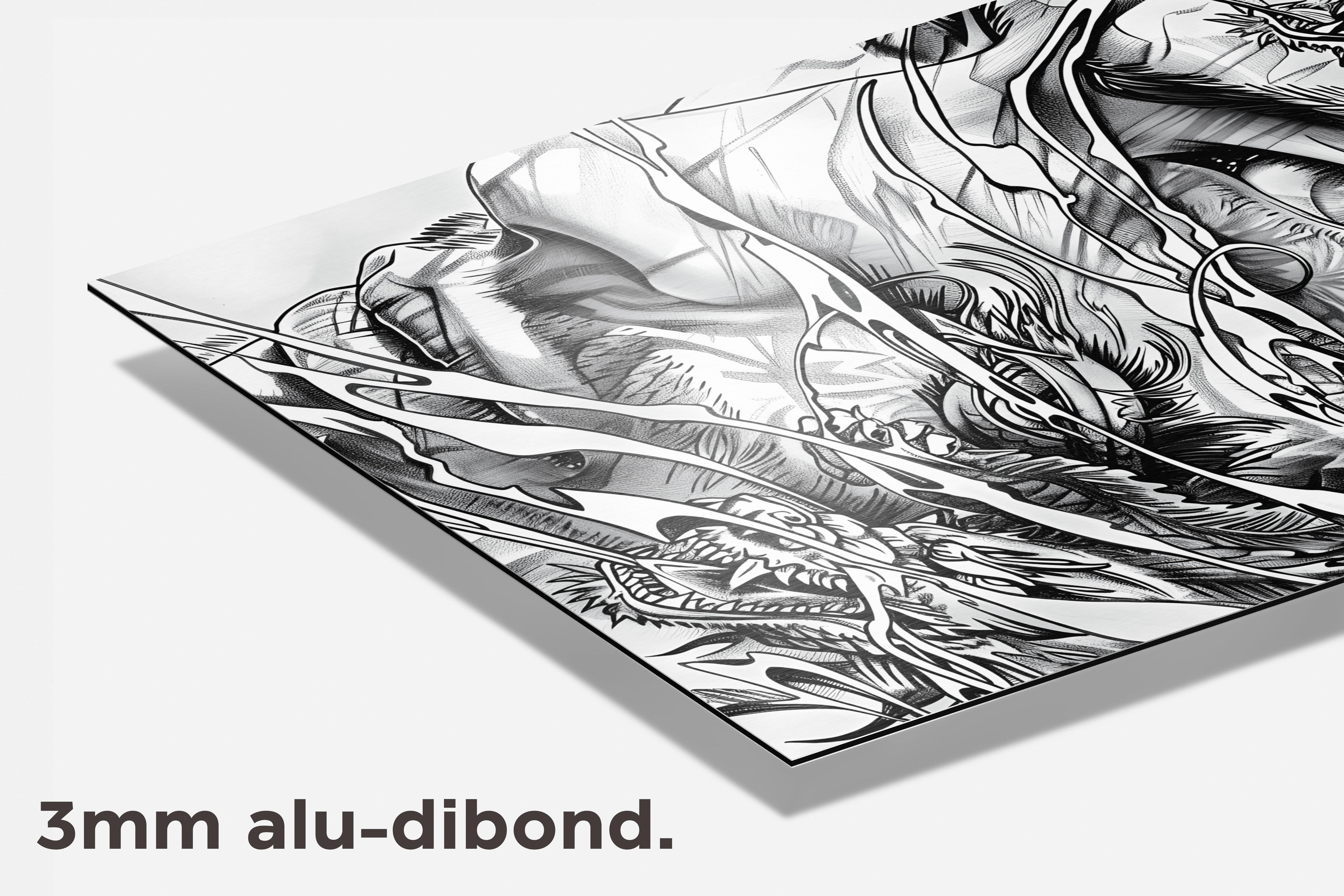 Draakmantekening dibond detail