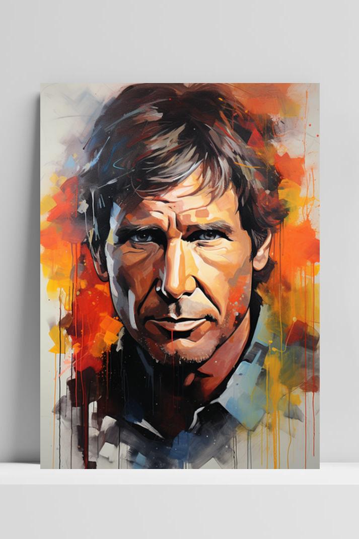 Harrison Ford Abstract op 3mm aluminium dibond