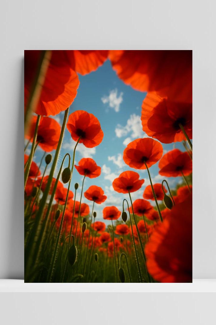 Poppy Flower Field im Interieur