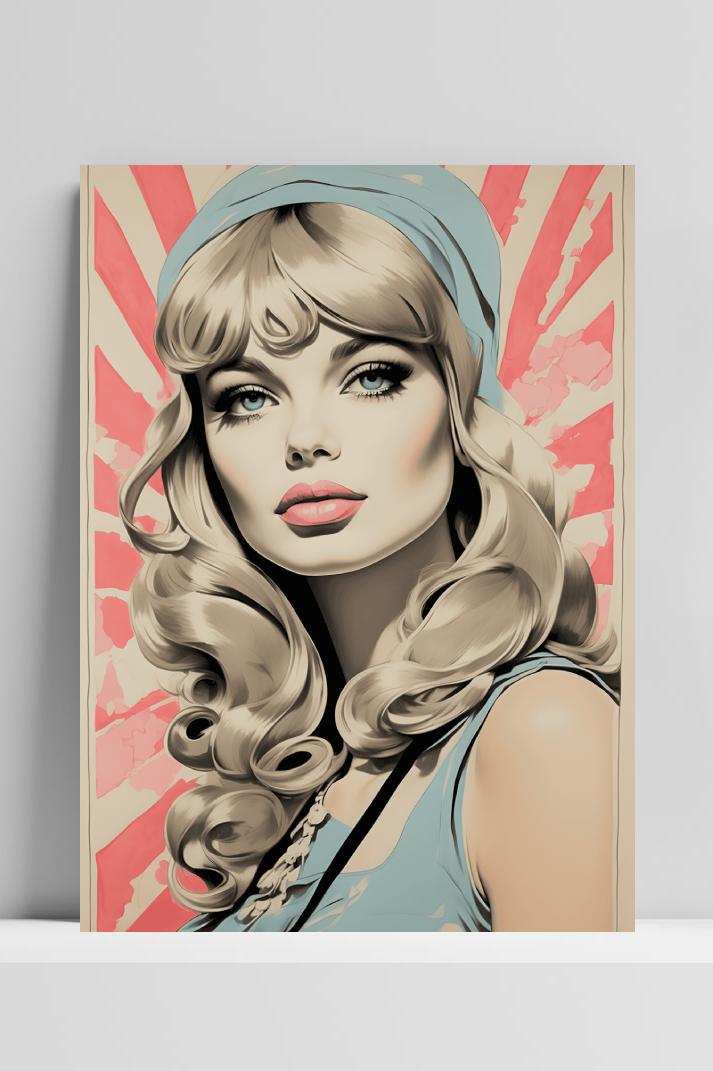 Vintage Pin Up op 3mm aluminium dibond