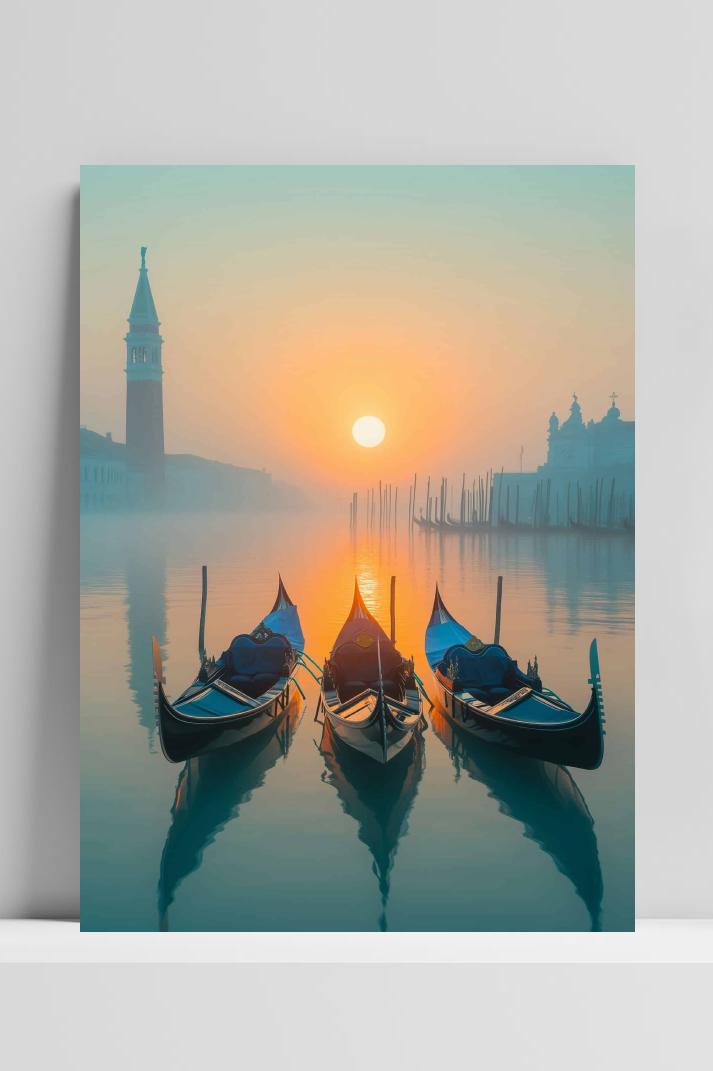 Gondels Venetië op 3mm aluminium dibond