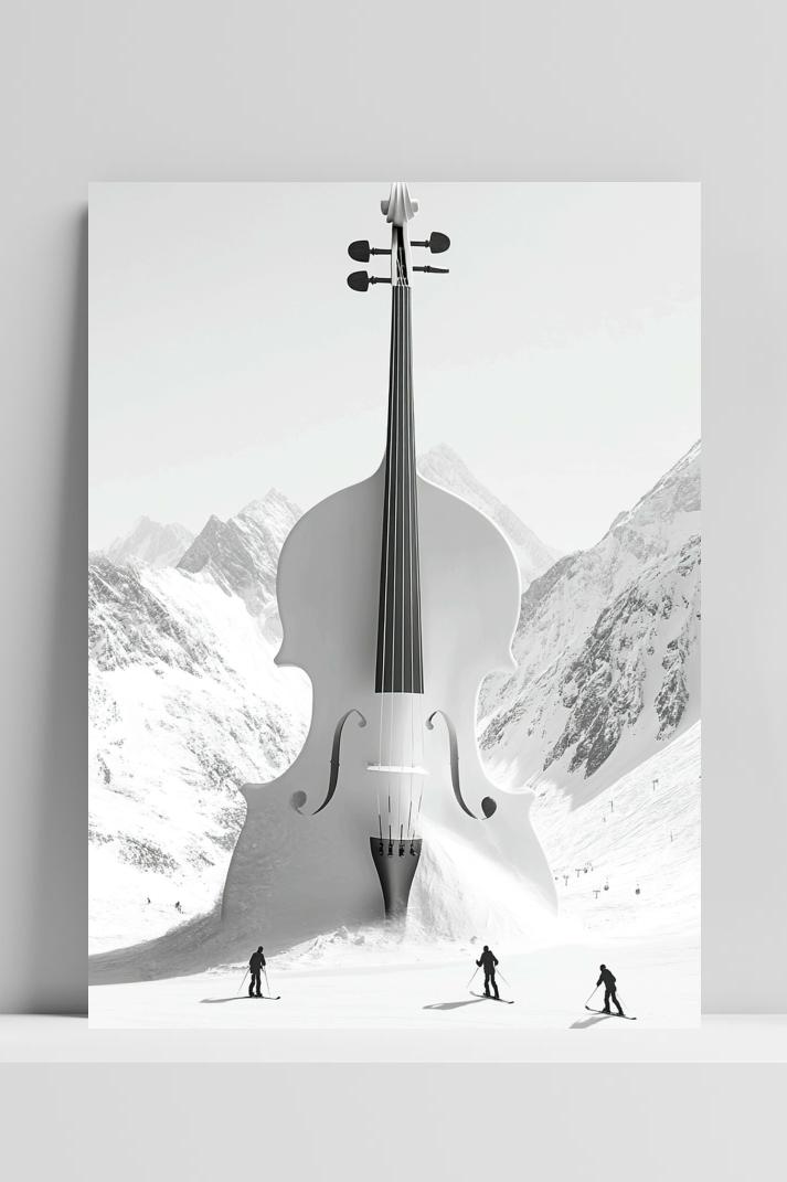 Cello Mountain B&W op 3mm aluminium dibond