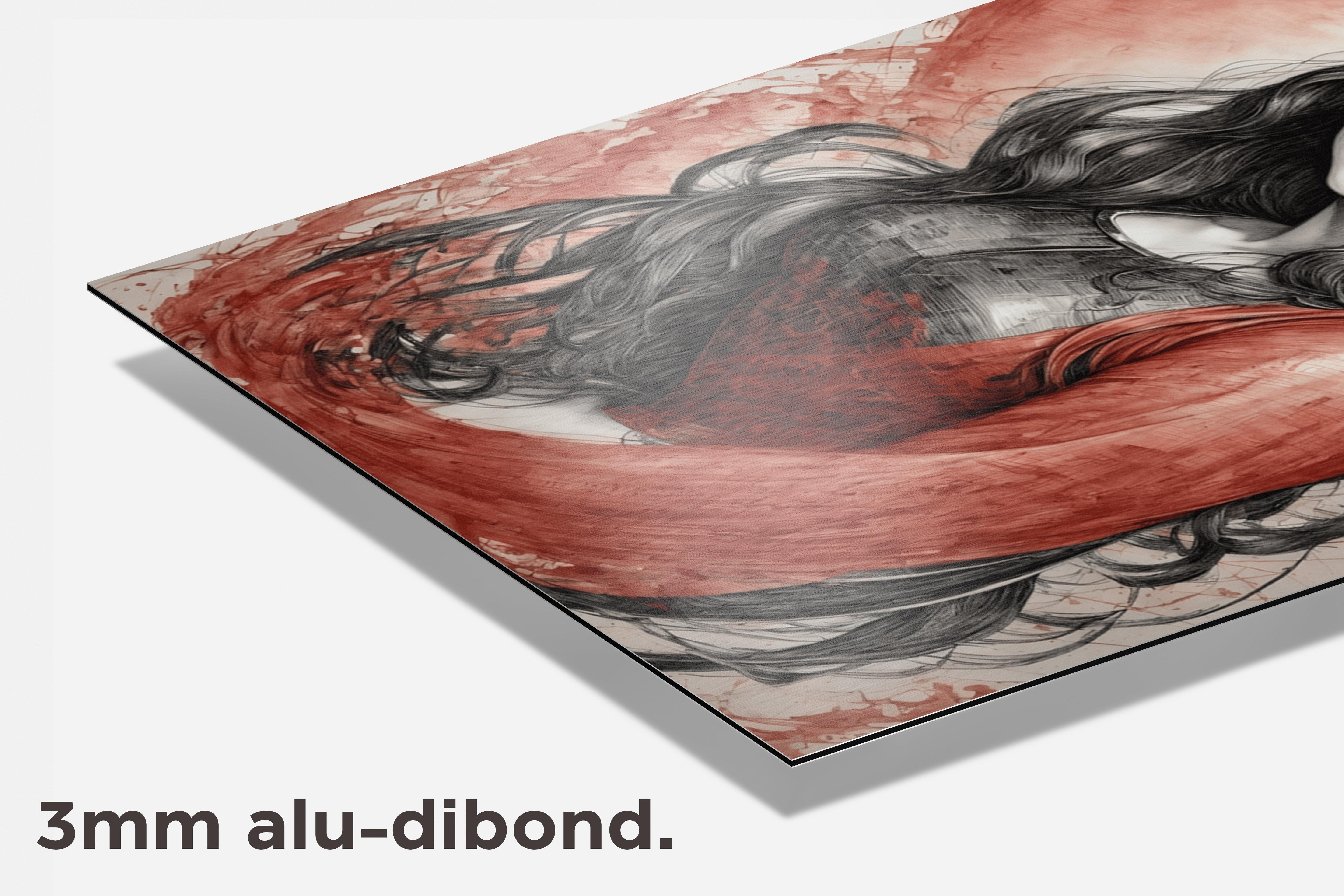 Vrouw Rode Vlekken dibond detail