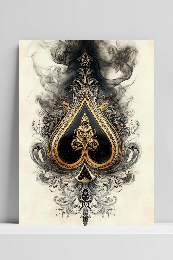 Ace Spade Smoke op 3mm aluminium dibond