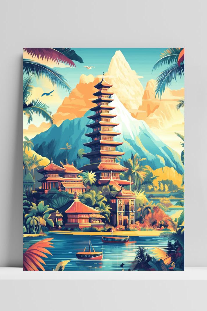 Bali Tempels op 3mm aluminium dibond