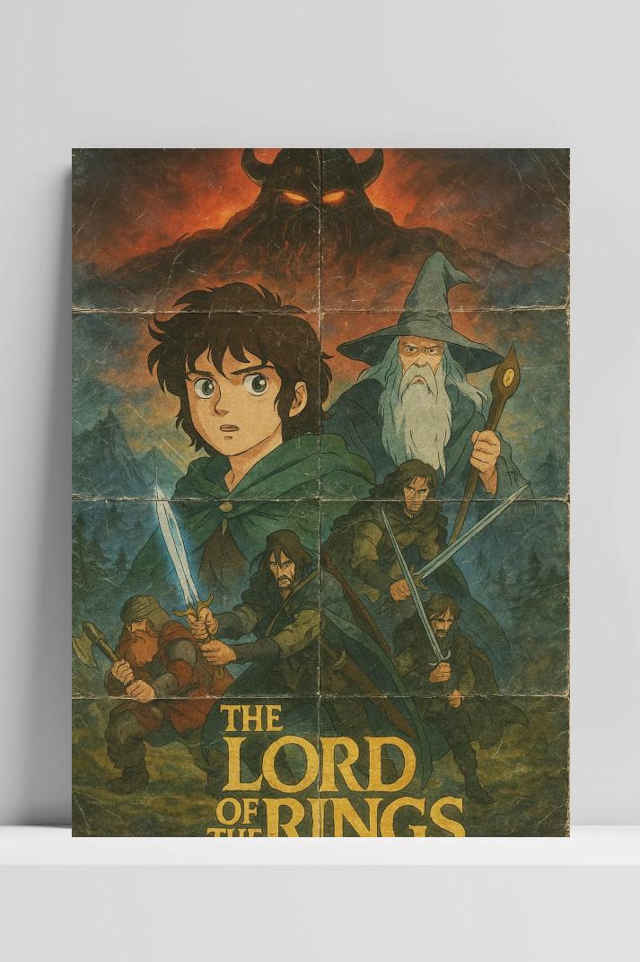 The Lord of the Rings Cartoon op 3mm aluminium dibond