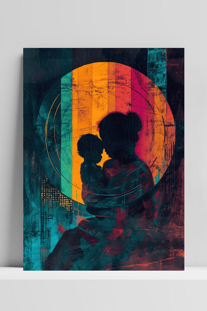 Moeder en Kind op 3mm aluminium dibond