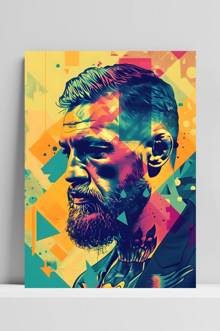 Conor McGregor Kleurrijk op 3mm aluminium dibond