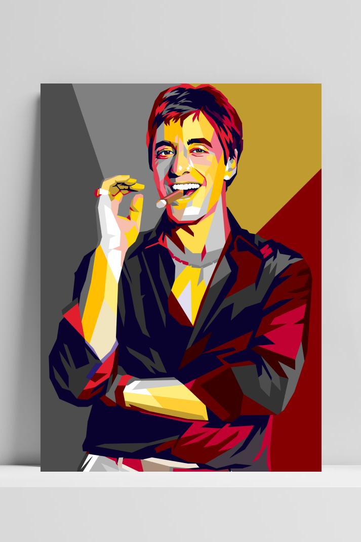 Tony Montana Pop op 3mm aluminium dibond