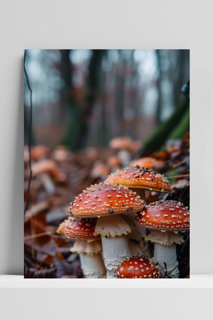 Paddenstoelen Bos op 3mm aluminium dibond