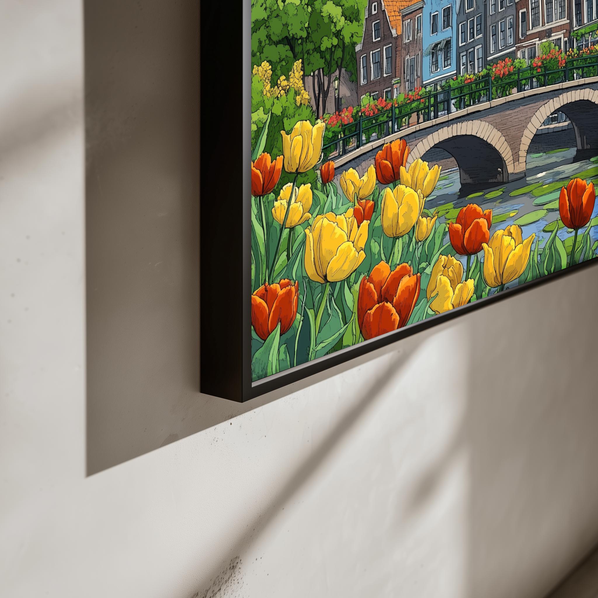 Dutch Canal Amsterdam Tulips poster sfeerbeeld 3