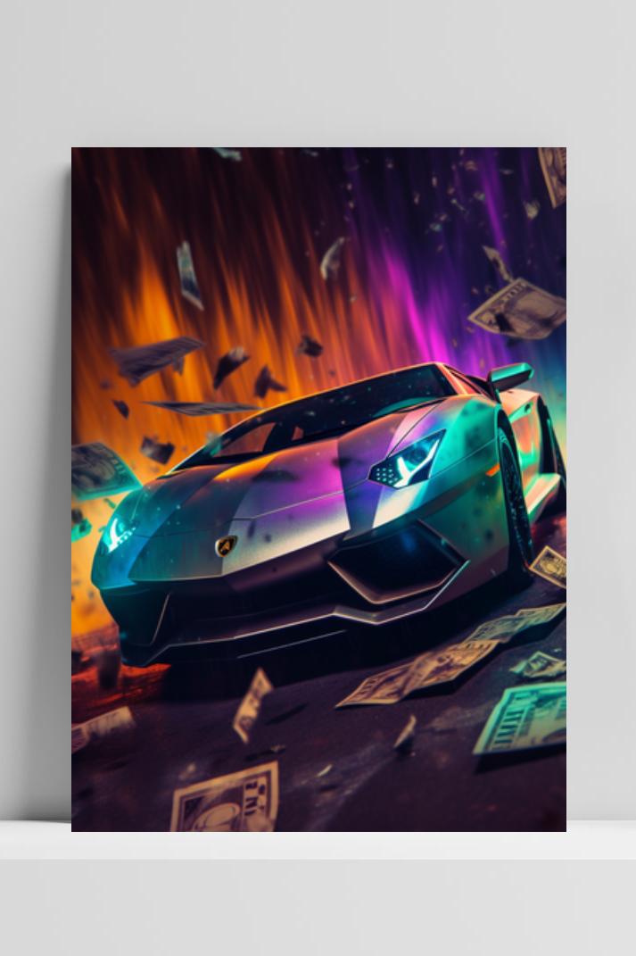Lambo Dollars op 3mm aluminium dibond